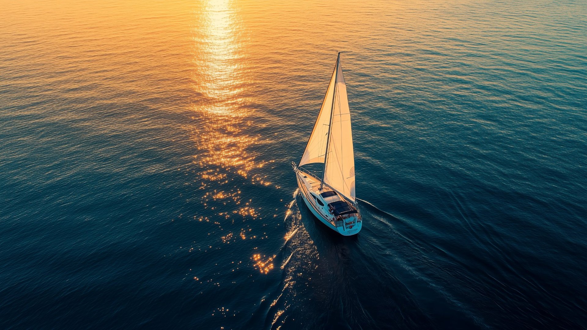 Sailing yacht on calm Mediterranean waters